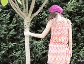 Panty And Ass Flashing Teen Cutie In The Garden