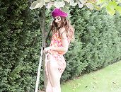Panty And Ass Flashing Teen Cutie In The Garden